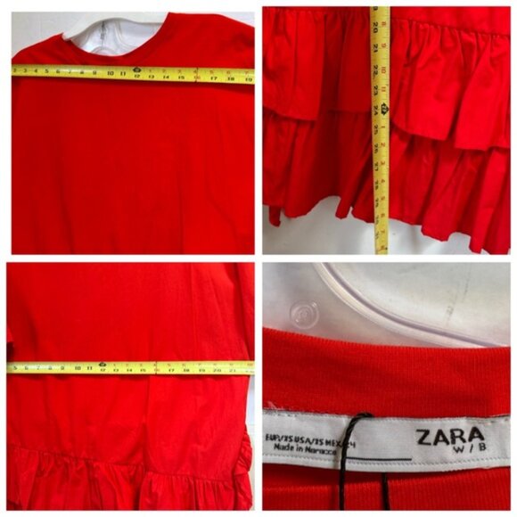 Zara W/B NEW Oversized Poplin Ruffles Dress Lightweight Boxy Tunic Cotton Shift - Picture 16 of 16